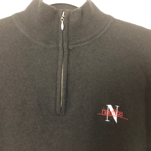 Nautica, merino wool zip T sweater black Medium - Picture 3 of 6